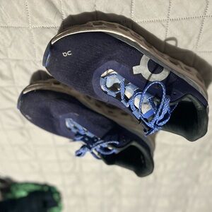 On Running Kids Navy and White Sneakers